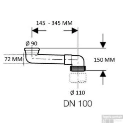 Sprongbocht Wiesbaden 72mm ⌀ 9/11 Verstelbaar 14.5 - 34.5cm -Thuis Badkamer geberit sprongbocht buisdikte 72mm 90 110mm verstelbaar 14 5cm 34 5cm technisch
