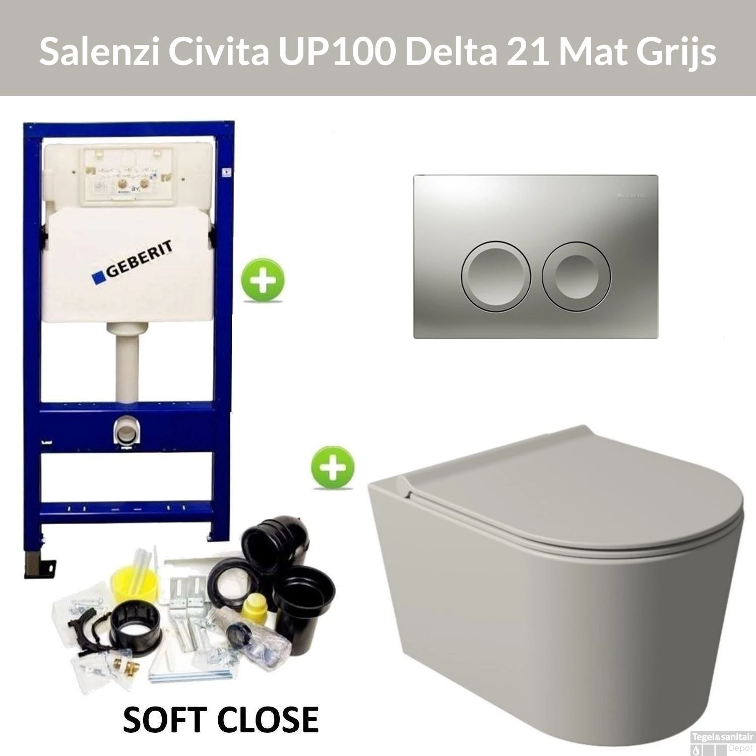 Geberit UP100 Toiletset Wandcloset Salenzi Civita Mat Grijs Met Delta 21 Drukplaat 1 Geberit UP100 Toiletset Wandcloset Salenzi Civita Mat Grijs Met Delta 21 Drukplaat