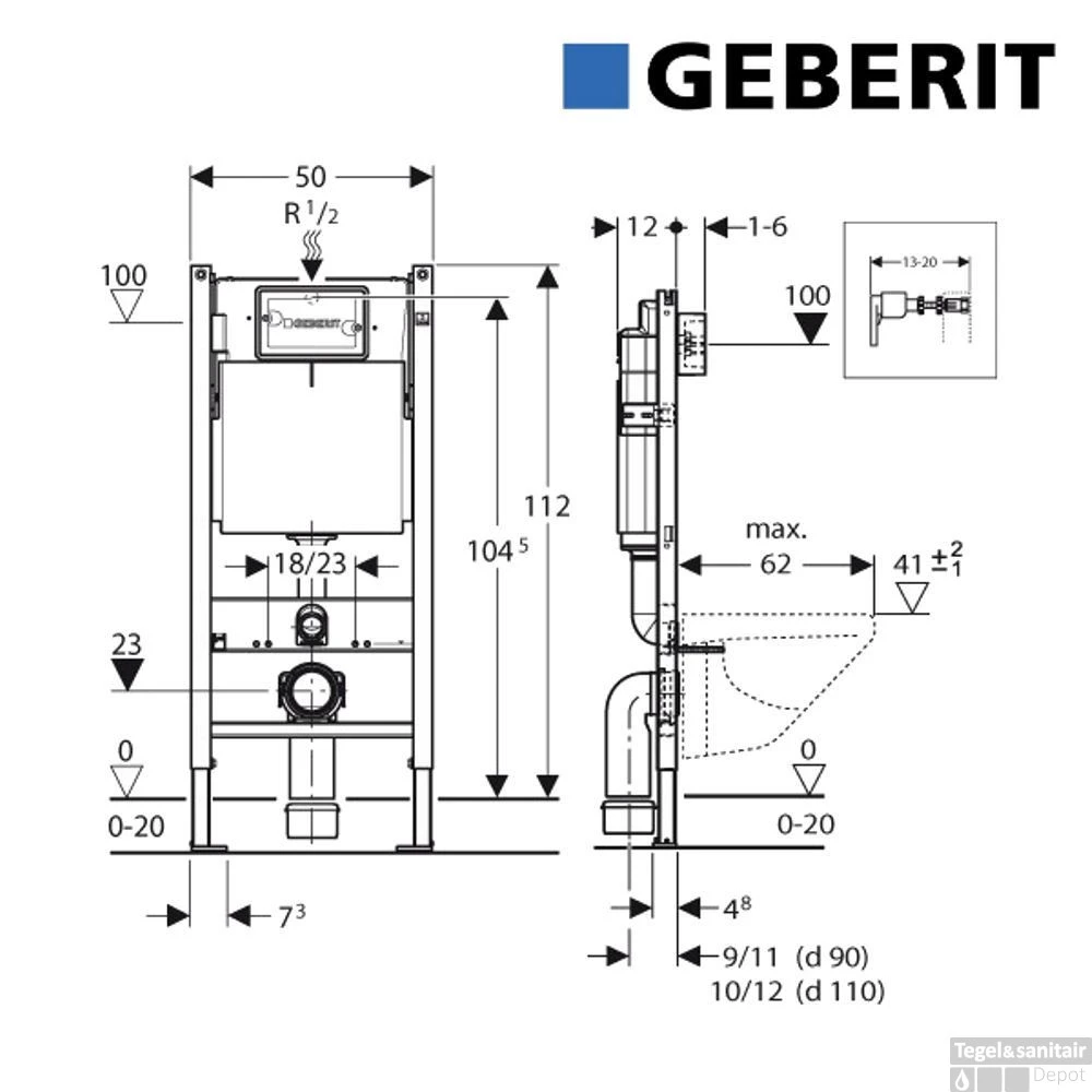 Geberit UP100 Toiletset Wandcloset Salenzi Civita Mat Legergroen Met Delta 21 Drukplaat 10 Geberit UP100 Toiletset Wandcloset Salenzi Civita Mat Legergroen Met Delta 21 Drukplaat - Afbeelding 10