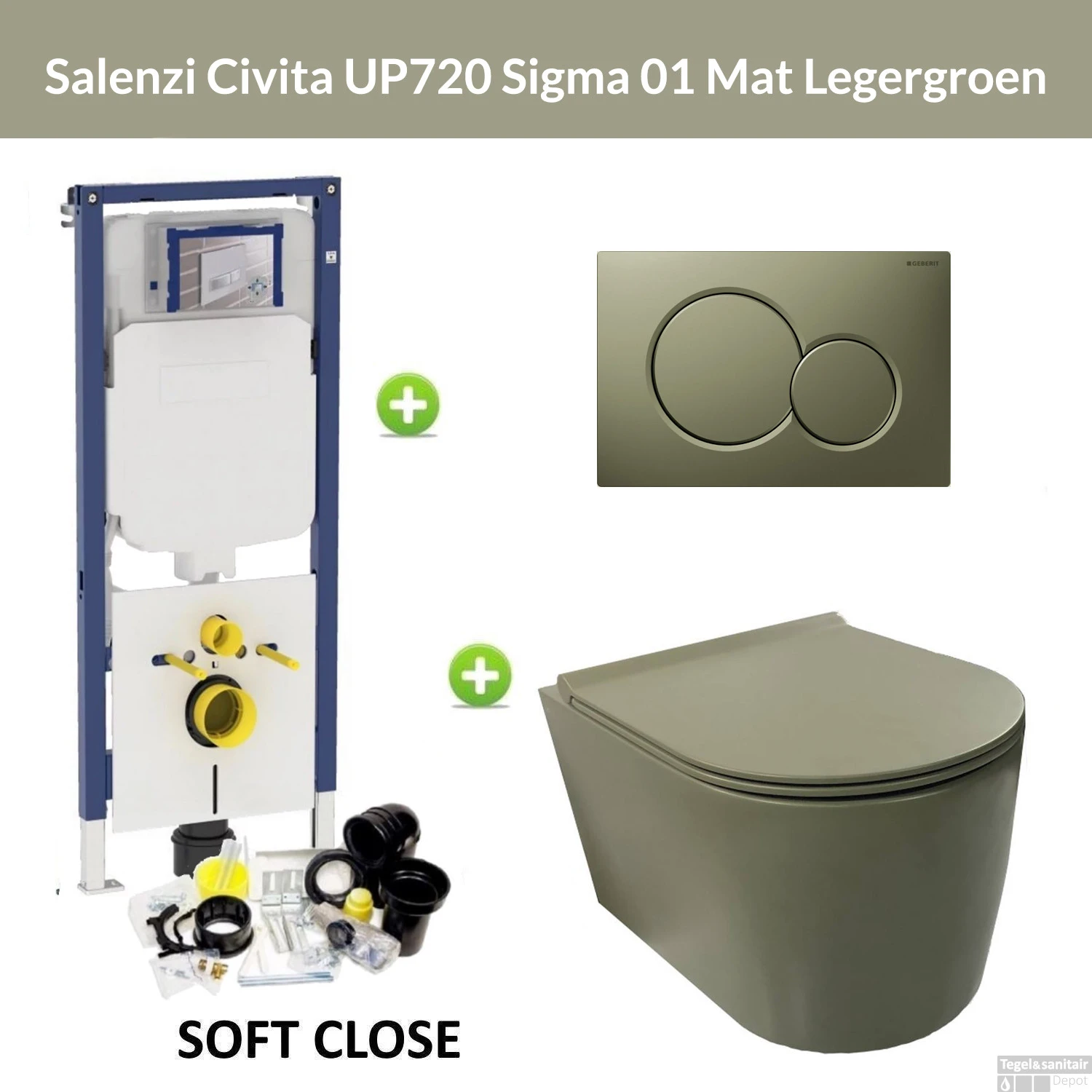 Geberit UP720 Toiletset Wandcloset Salenzi Civita Mat Legergroen Met Sigma 01 Drukplaat 1 Geberit UP720 Toiletset Wandcloset Salenzi Civita Mat Legergroen Met Sigma 01 Drukplaat