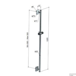 Glijstang Hotbath Gal Verstelbaar 100 Cm Geborsteld Nikkel PVD -Thuis Badkamer gl311 tech gnp