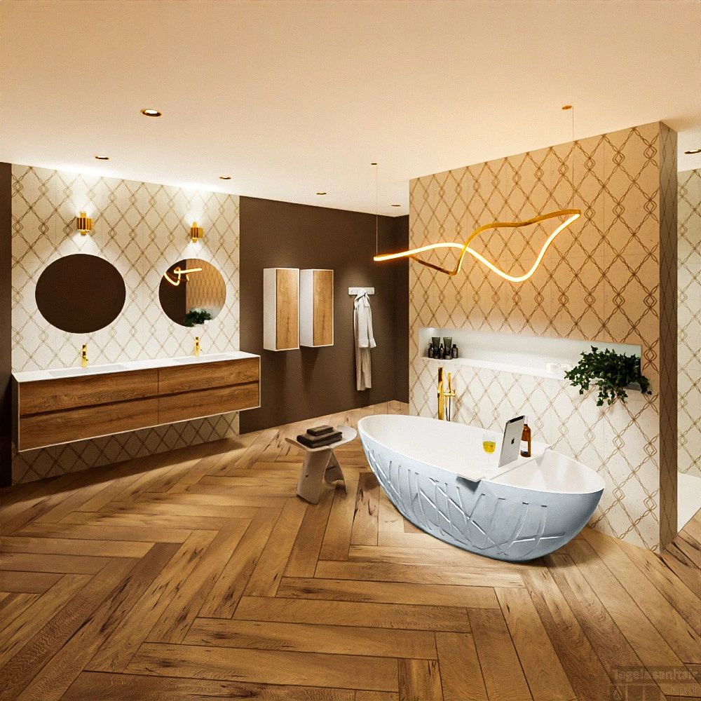 HOLM Vrijstaand Bad 180x85cm Kleur Clay / Talc 2 HOLM Vrijstaand Bad 180x85cm Kleur Clay / Talc - Afbeelding 2