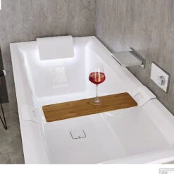 Ligbad Riho Still Square Met LED En Hoofdsteun 180x80 Cm Acryl Wit (Links En Rechts) -Thuis Badkamer hoofdstein sfeer 1 1 1