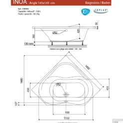 Hoekbad Allibert Inoa 145x145 Cm -Thuis Badkamer inoa ligbad tech