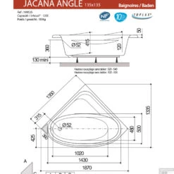Hoekbad Allibert Jacana 135x135 Cm -Thuis Badkamer jacana angle 135x135 tech 1
