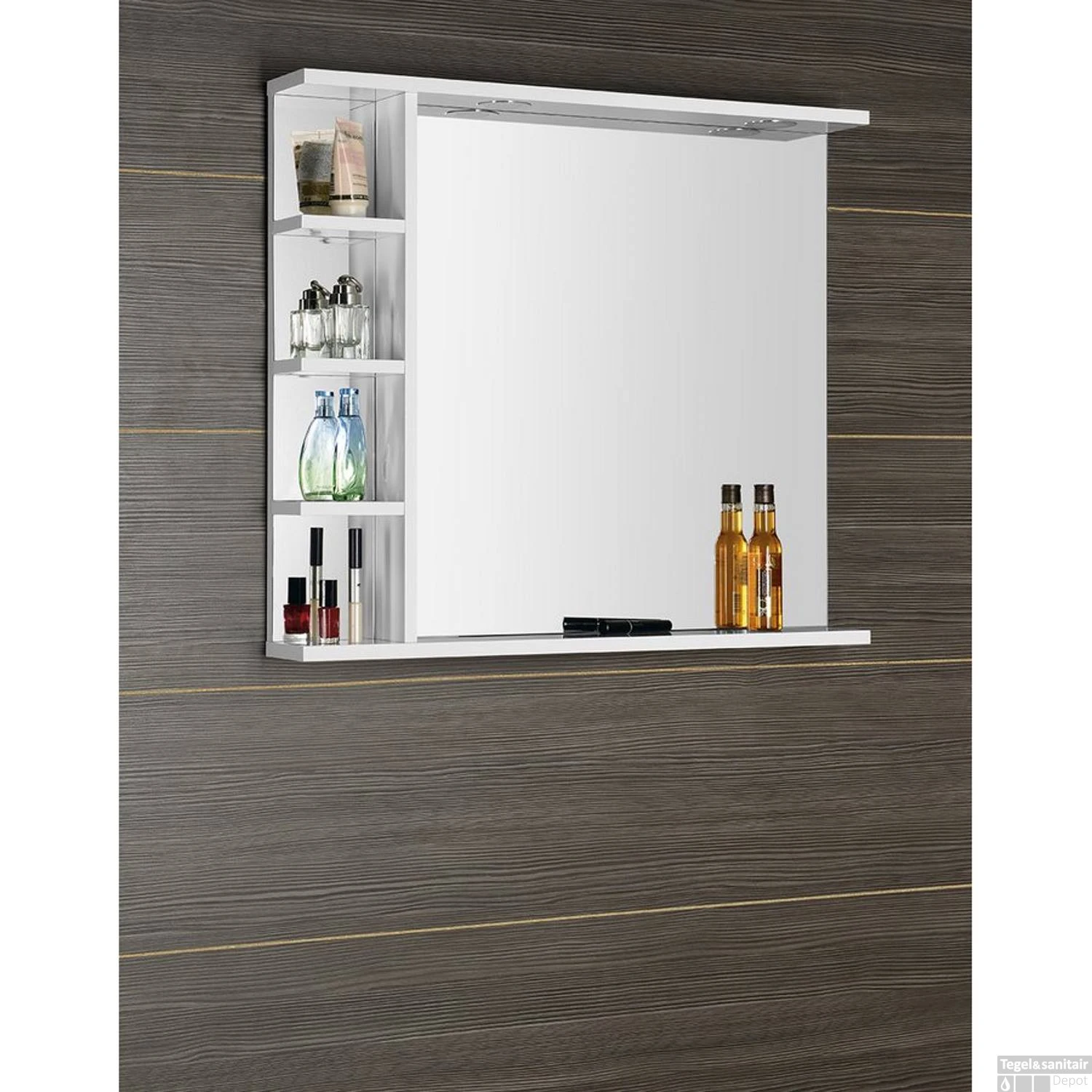 Badkamerspiegel Sapho Korin 80x70x12 Cm Incl. LED Verlichting En Planken - Afbeelding 3