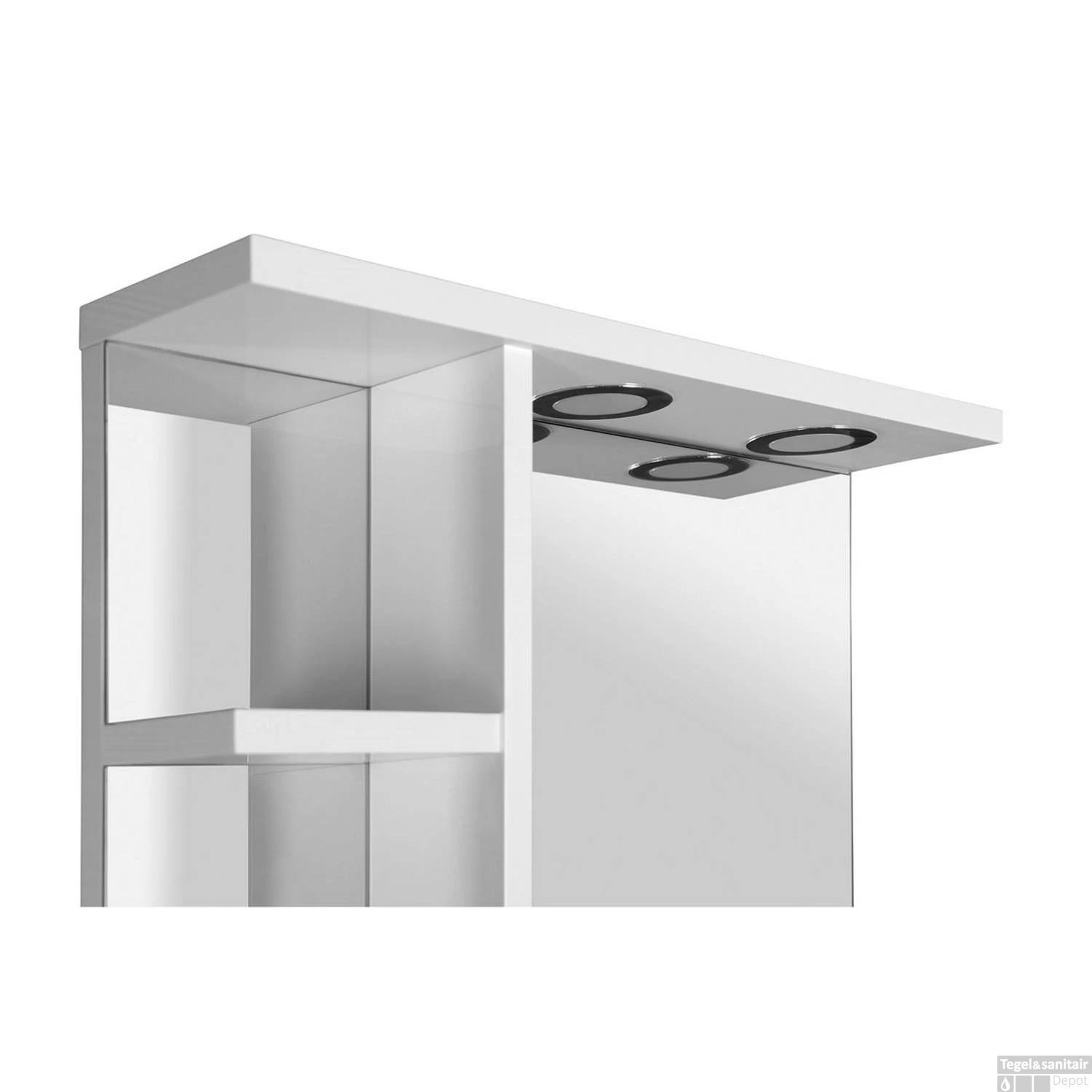 Badkamerspiegel Sapho Korin 80x70x12 Cm Incl. LED Verlichting En Planken - Afbeelding 2