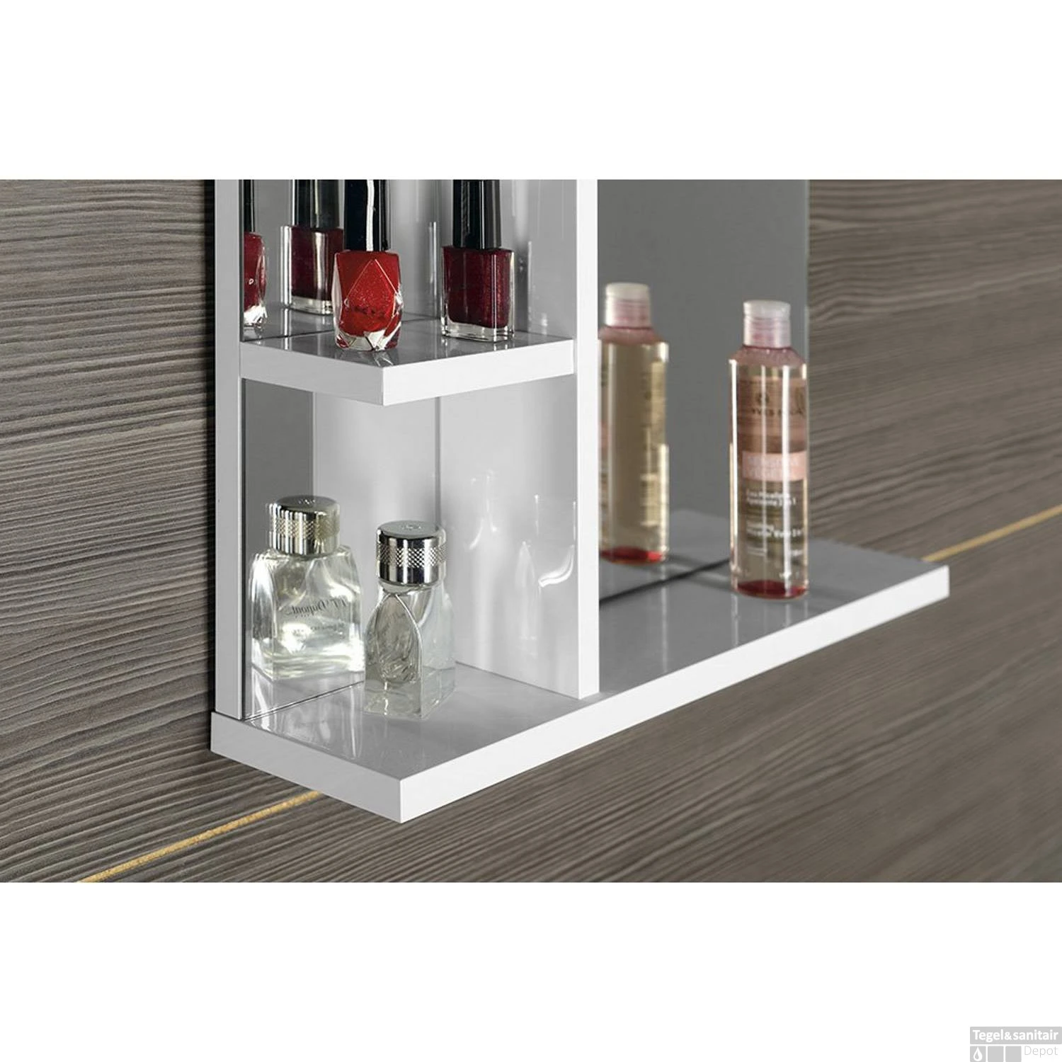 Badkamerspiegel Sapho Korin 80x70x12 Cm Incl. LED Verlichting En Planken - Afbeelding 4