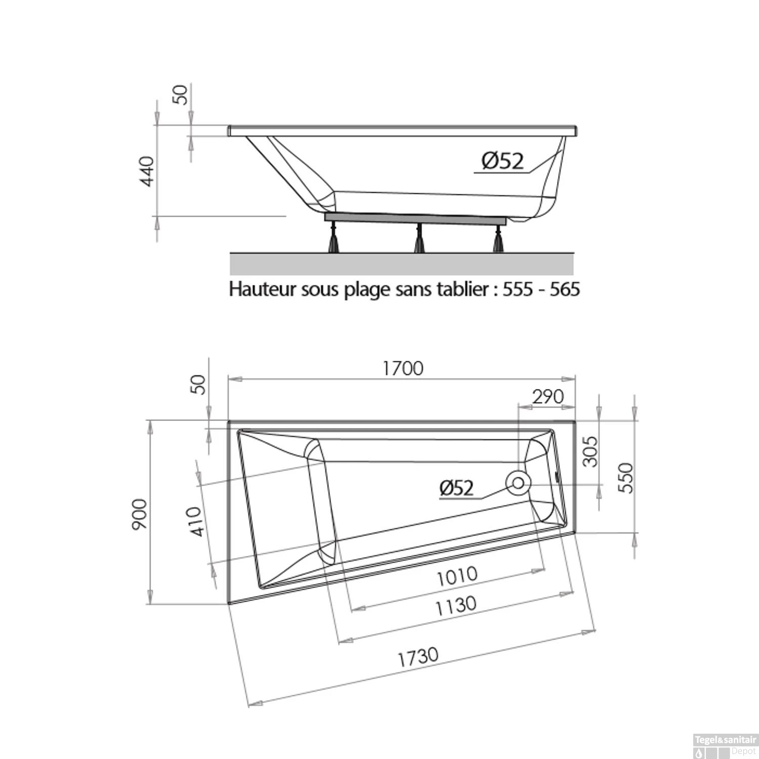 Ligbad Allibert Spacy 170x90 Cm Links Asymmetrisch (Inclusief Badpoten) 2 Ligbad Allibert Spacy 170x90 Cm Links Asymmetrisch (Inclusief Badpoten) - Afbeelding 2