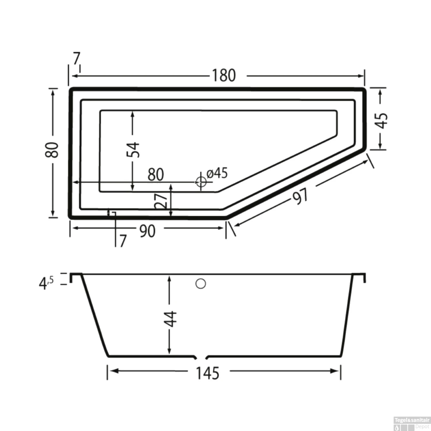 Ligbad Beterbad Xenz Society Compact Rechts 180x80x44 Cm Beige 2 Ligbad Beterbad Xenz Society Compact Rechts 180x80x44 Cm Beige - Afbeelding 2