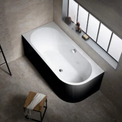 Ligbad Polysan Astra 160x75x60 Cm Asymmetrisch Links Zwart Wit -Thuis Badkamer ligbad polysan astra 160x75x60 cm asymmetrisch links zwart wit sph33611mb 1