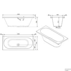 Ligbad Sanindusa Urb.y 170x75 Cm Acryl Wit 5 Ligbad Sanindusa Urb.y 170x75 Cm Acryl Wit -Thuis Badkamer ligbad sanindusa urb.y 170x70 cm acryl wit tech 1