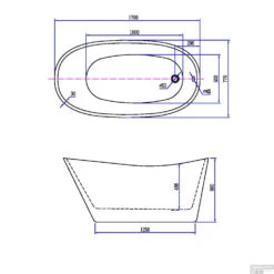 BWS Vrijstaand Trapeze Ligbad Acryl 170x77 Cm Wit (inclusief Witte Waste En Overloop) -Thuis Badkamer ligbad trapeze vrijstaand acryl 170x77 wit tech 1