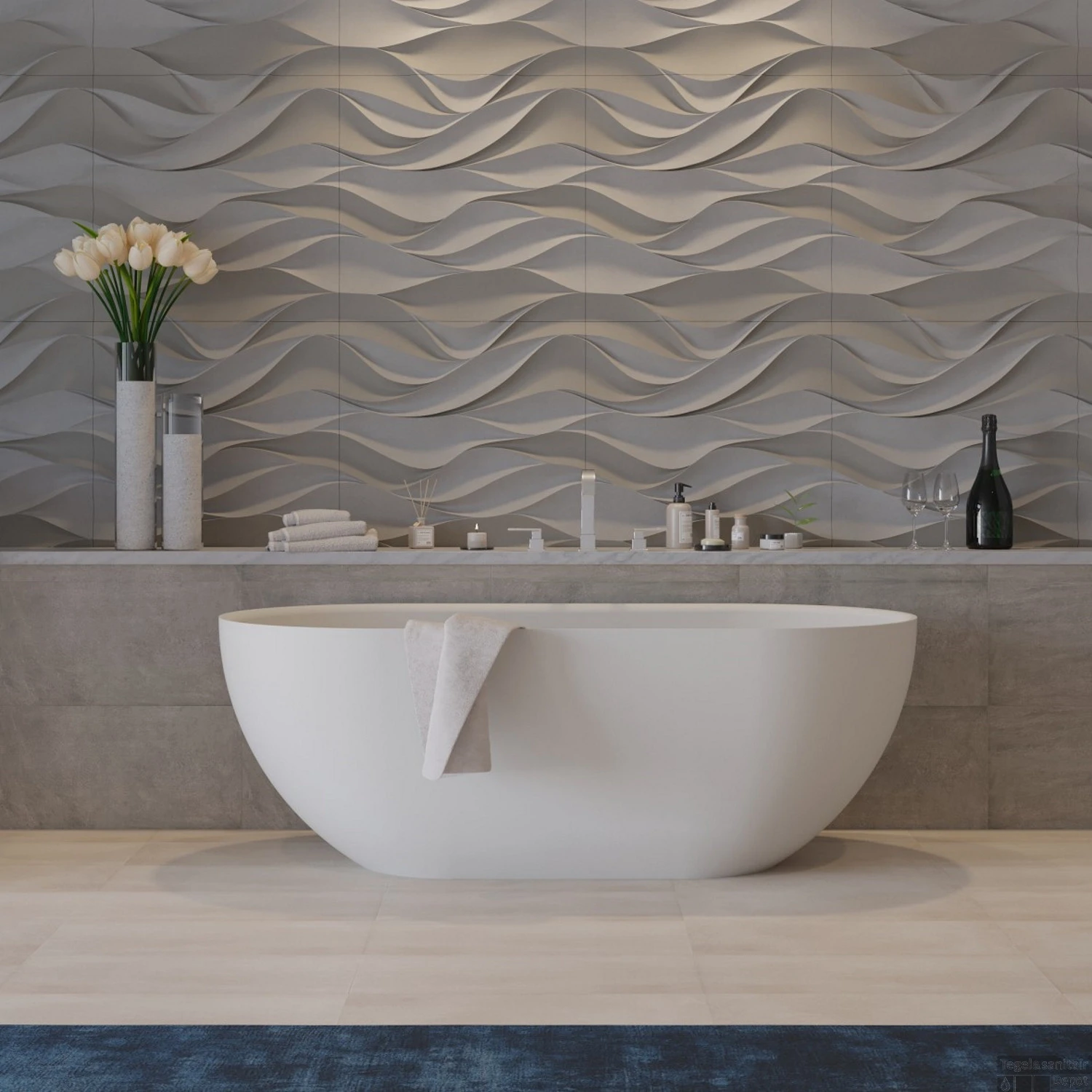 Ligbad Vrijstaand Ideavit Solidera 150x76x53 Cm Solid Surface Mat Wit