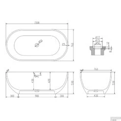 Ligbad Vrijstaand Ideavit Solidera 150x76x53 Cm Solid Surface Mat Wit -Thuis Badkamer ligbad vrijstaand ideavit solidera 150x76x53 cm solid surface mat wit tec