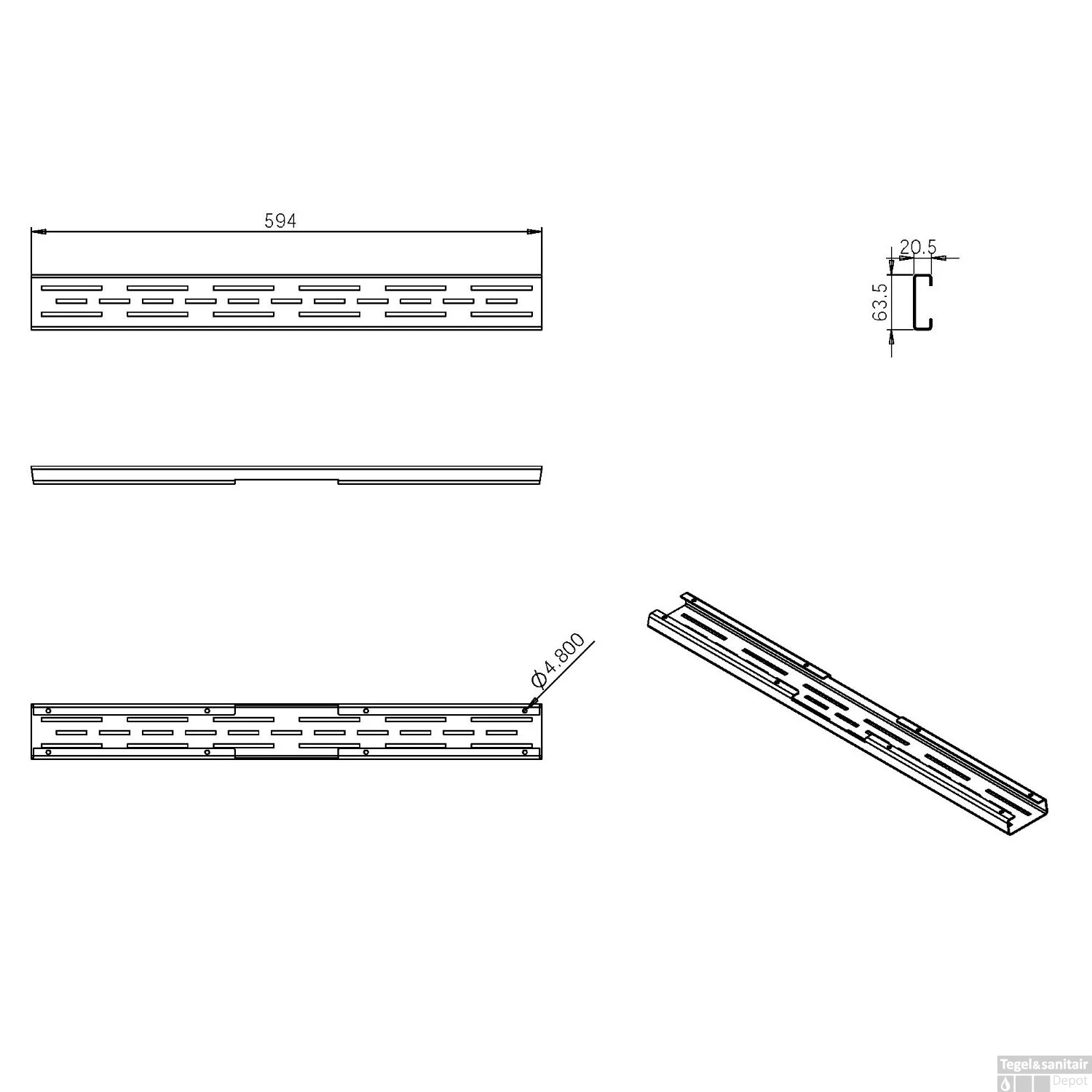 Los Standaard Rooster Wiesbaden Tbv 3e Gen Douchegoot 60cm Mat Zwart - Afbeelding 2