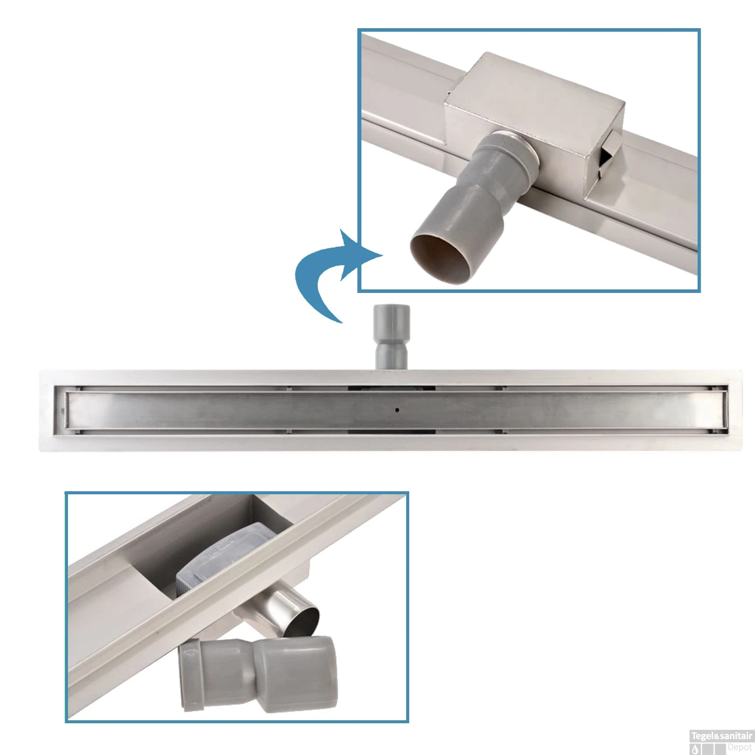 Mat Zwarte RVS Douchegoot Muurflens Met Uitneembaar Sifon Mat Zwart (alle Maten) 2 Mat Zwarte RVS Douchegoot Muurflens Met Uitneembaar Sifon Mat Zwart (alle Maten) - Afbeelding 2