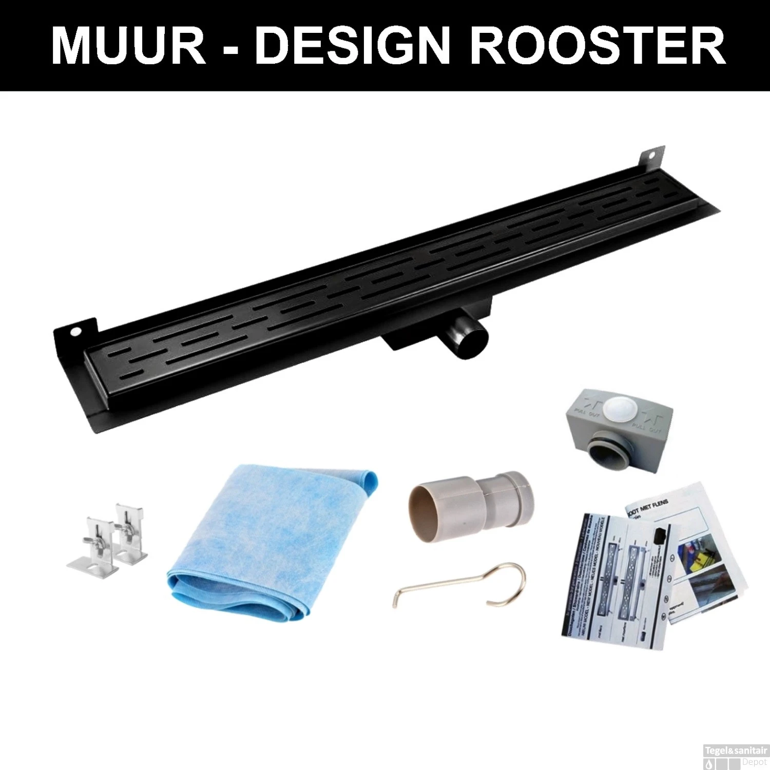 Mat Zwarte RVS Douchegoot Muurflens Met Uitneembaar Sifon Mat Zwart (alle Maten) 1 Mat Zwarte RVS Douchegoot Muurflens Met Uitneembaar Sifon Mat Zwart (alle Maten)