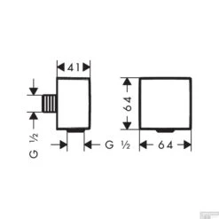 Muuraansluitbocht FixFit Square HansGrohe Met Terugslagklep Geborsteld Zwart Chroom -Thuis Badkamer muuraansluitbocht fixfit square met terugslagklep tech 1