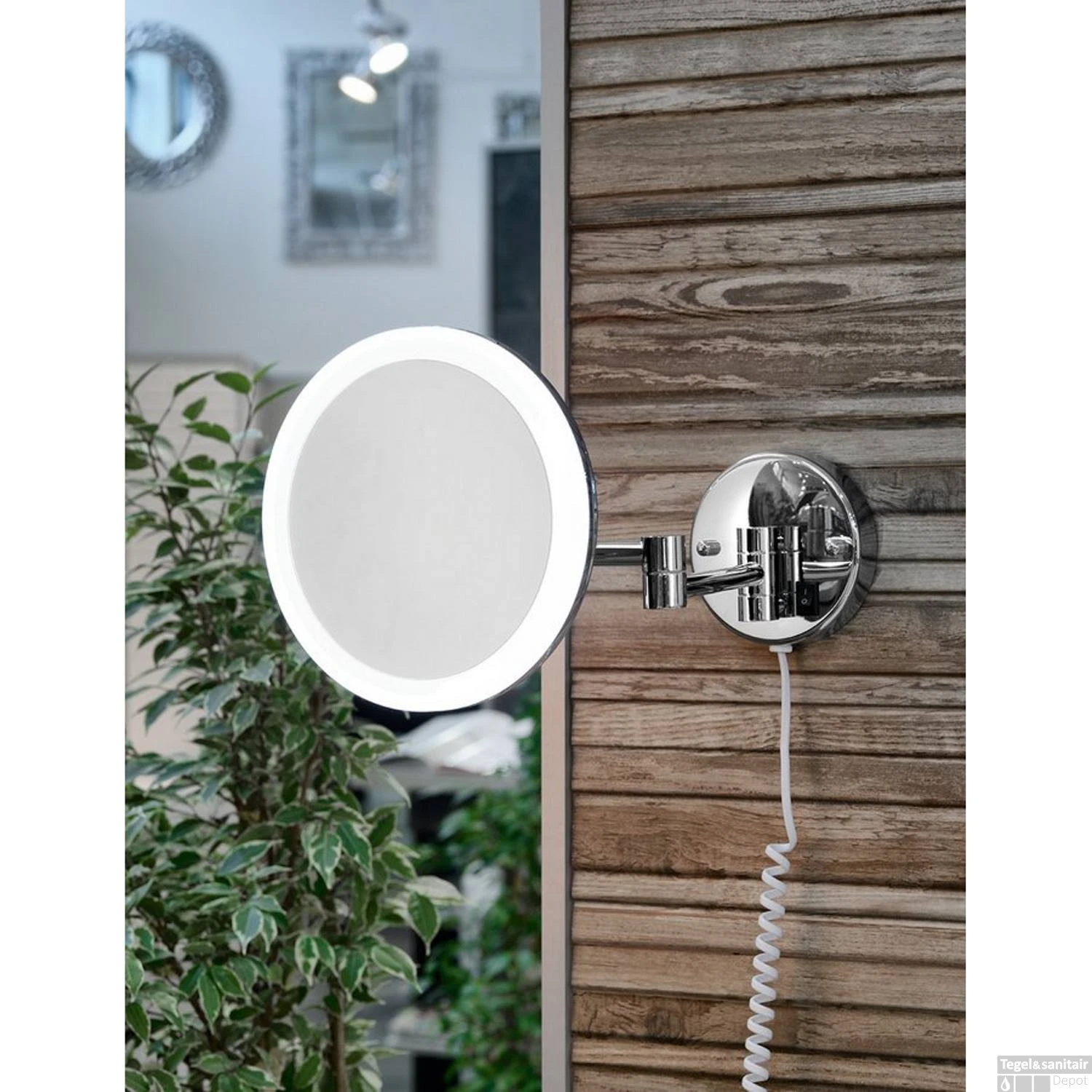 Make-up / Scheerspiegel Sapho Wandmontage Rond LED-Verlichting Chroom - Afbeelding 2