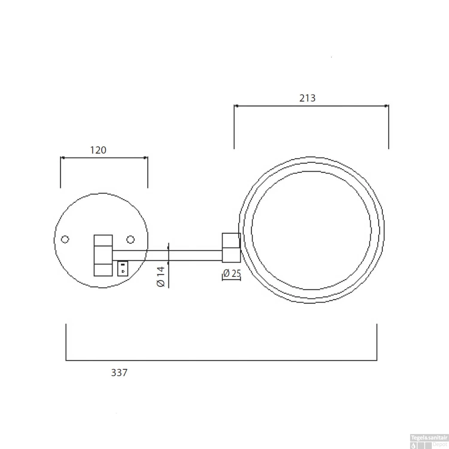 Make-up / Scheerspiegel Sapho Wandmontage Rond LED-Verlichting Chroom - Afbeelding 4