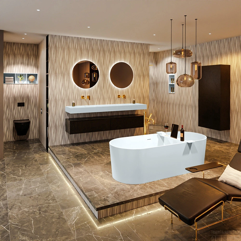 NOBLE Vrijstaand Bad 180x75cm Kleur Clay / Clay 2 NOBLE Vrijstaand Bad 180x75cm Kleur Clay / Clay - Afbeelding 2