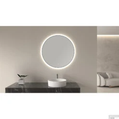 Ronde Spiegel Wiesbaden Novi Met LED, Dimbaar 100 Cm Mat Zwart 8 Ronde Spiegel Wiesbaden Novi Met LED, Dimbaar 100 Cm Mat Zwart -Thuis Badkamer novi spiegels zwart sfeer 1