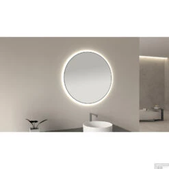 Ronde Spiegel Wiesbaden Novi Met LED, Dimbaar 80 Cm Mat Zwart -Thuis Badkamer novi spiegels zwart sfeer 3 1