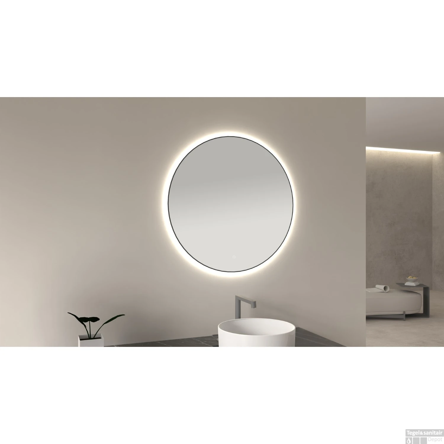 Ronde Spiegel Wiesbaden Novi Met LED, Dimbaar 60 Cm Mat Zwart 3 Ronde Spiegel Wiesbaden Novi Met LED, Dimbaar 60 Cm Mat Zwart - Afbeelding 3