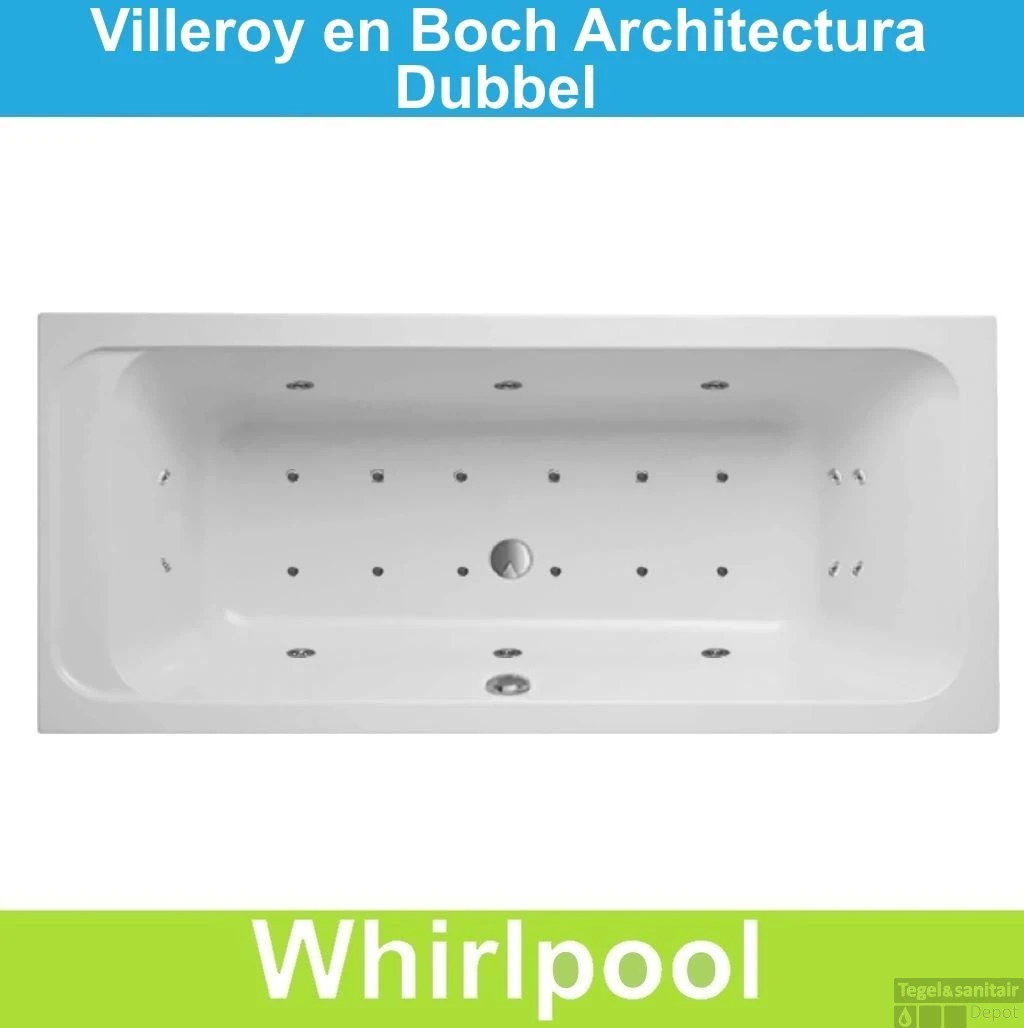 Ligbad Villeroy & Boch Architectura 180x80 Cm Balboa Whirlpool Systeem Dubbel 1 Ligbad Villeroy & Boch Architectura 180x80 Cm Balboa Whirlpool Systeem Dubbel