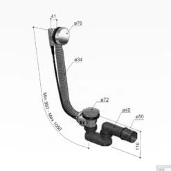 Badoverloop Hotbath Cobber Combinatie Verlengd Zwart Chroom -Thuis Badkamer p032bk badoverloop hotbath cobber combinatie verlengd zwart chroom tech