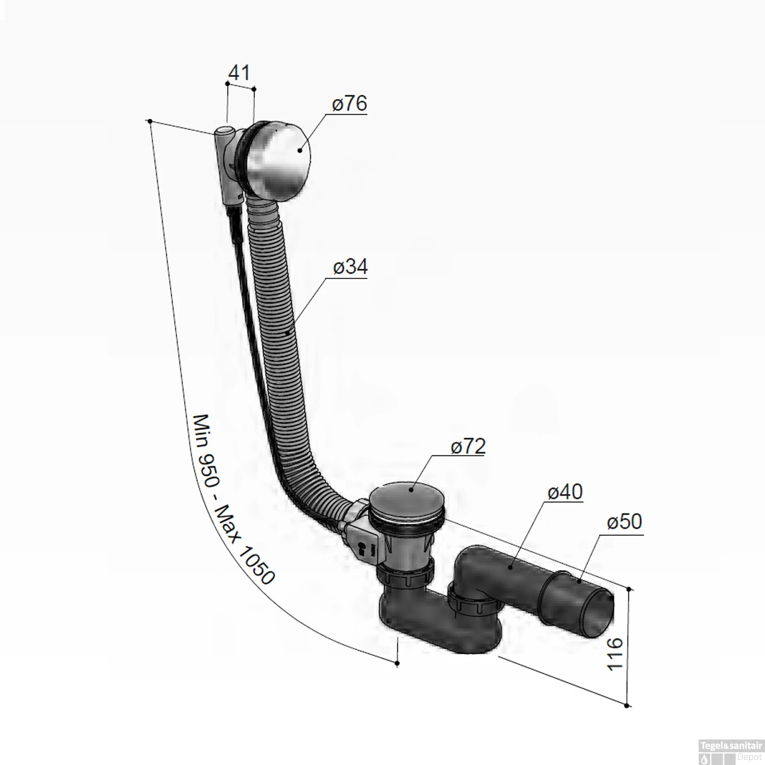 Badoverloop Hotbath Cobber Combinatie Verlengd Geborsteld Nikkel 3 Badoverloop Hotbath Cobber Combinatie Verlengd Geborsteld Nikkel - Afbeelding 3