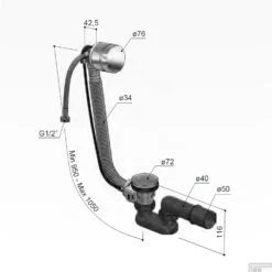 Badoverloop Hotbath Cobber Vulcombinatie Geborsteld Nikkel -Thuis Badkamer p033gn badoverloop hotbath cobber vulcombinatie geborsteld nikkel tech 1