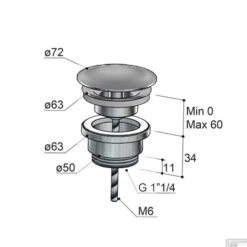 Afvoerplug Hotbath Cobber Always-Open Met Schroef Rond Zwart Chroom -Thuis Badkamer p708bk afvoerplug hotbath cobber always open met schroef rond zwart chroom tech