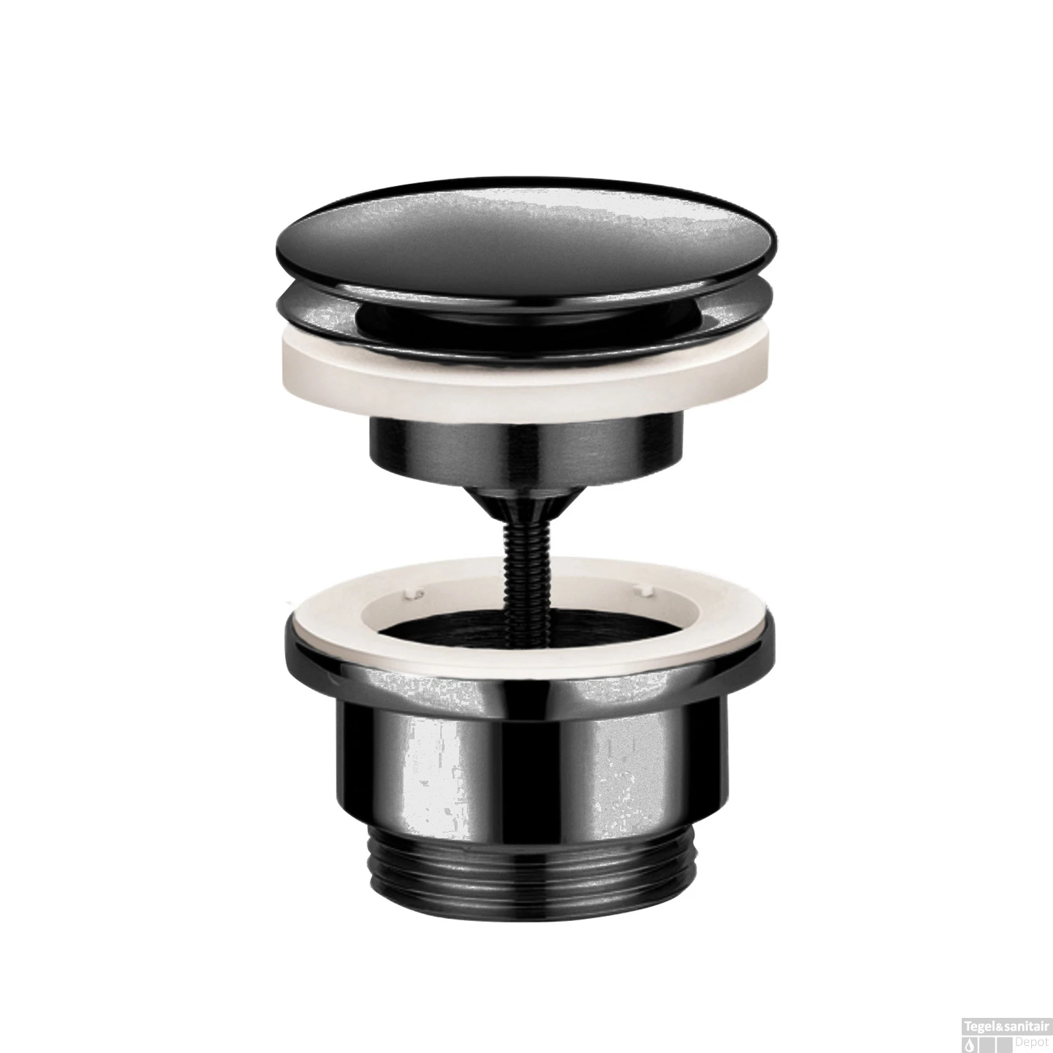 Clickwaste Hotbath Cobber Afvoerplug Met Schroef Rond Zwart Chroom