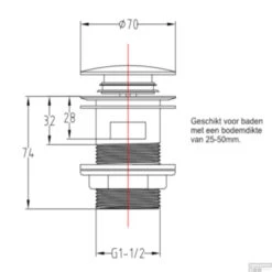Pop Up Waste Bad Arcqua 1 1/2 Met Overloop Mat Groen -Thuis Badkamer pop up waste bad bws arcqua 1 1.2 met overloop mat groen tec