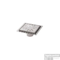 Renovatievloerput Aquaberg Incl. 2 Reukafsluiters Met 1 Aansluiting 15x15x7.1 Cm RVS