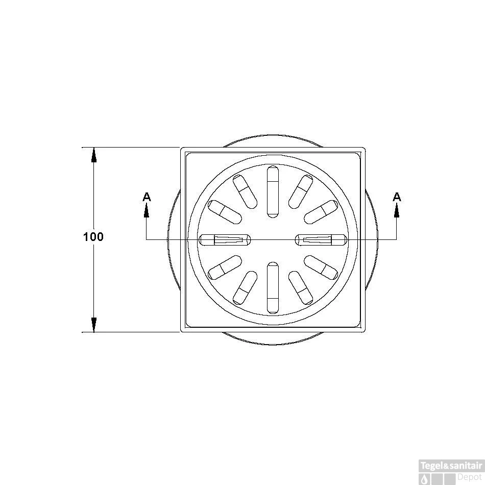 Renovatievloerput Aquaberg Met Reukslot En Afsluiter 10x10 Cm Kunststof En RVS - Afbeelding 2