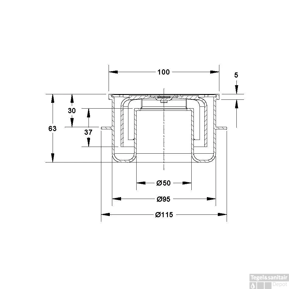 Renovatievloerput Aquaberg Met Reukslot En Afsluiter 10x10 Cm Kunststof En RVS - Afbeelding 3