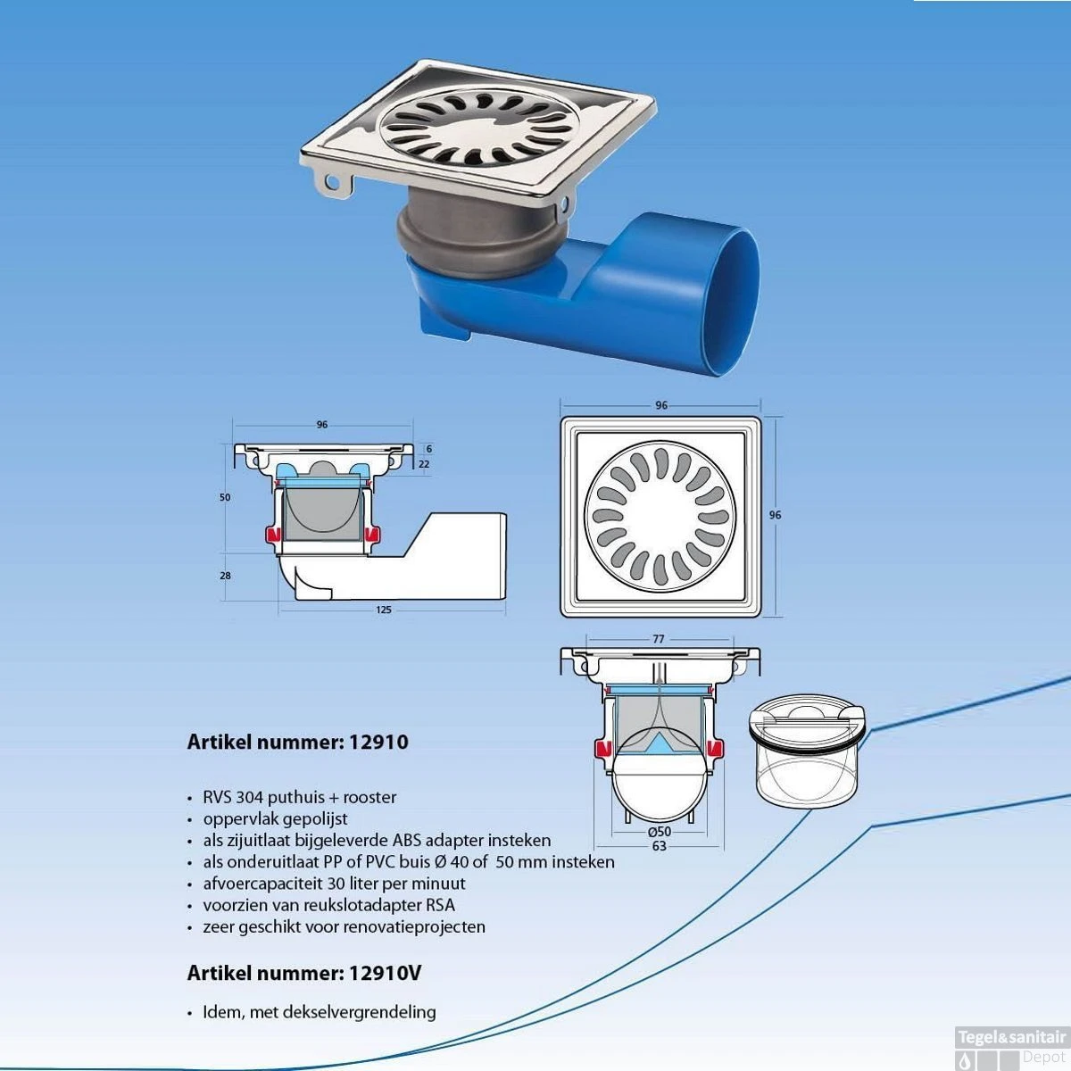 Renovatievloerput Van Den Berg Universeel 9.6x5.4 Cm Geborsteld RVS 3 Renovatievloerput Van Den Berg Universeel 9.6x5.4 Cm Geborsteld RVS - Afbeelding 3