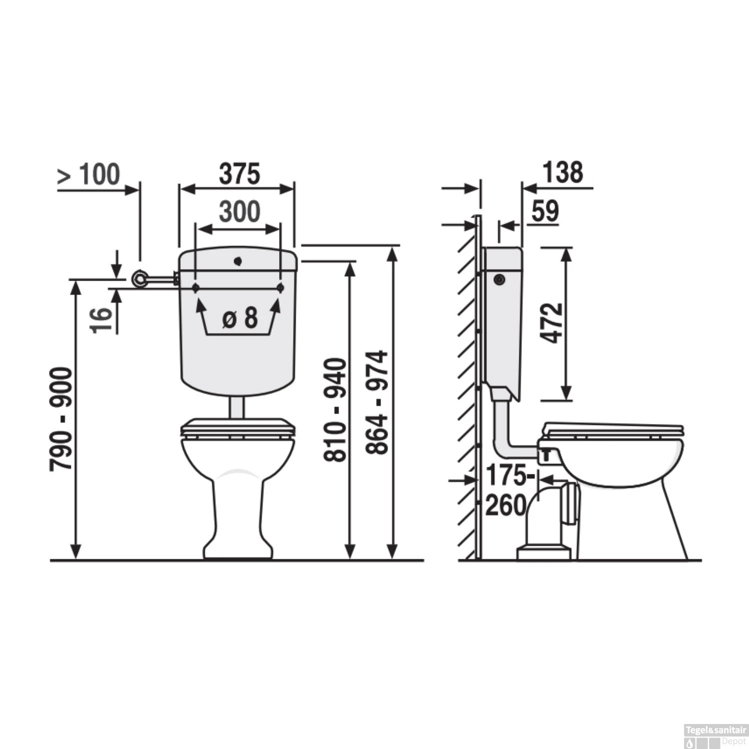 Reservoir Laaghangend Plieger Ruhr Dual Flush 3,5-6/9L Instelbaar Wit 2 Reservoir Laaghangend Plieger Ruhr Dual Flush 3,5-6/9L Instelbaar Wit - Afbeelding 2