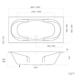 Bestsellers -Thuis Badkamer sealskin ligbad duet 180x80 cm wit tech