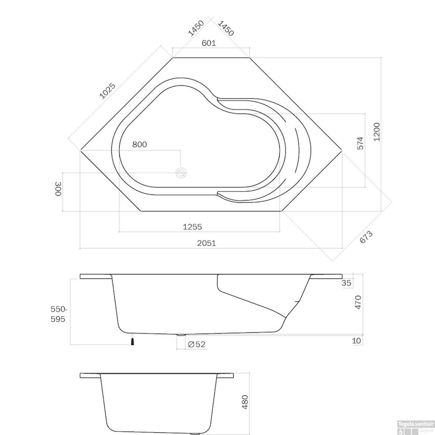 Sealskin Ligbad Playa 145x145 Met Armsteunen Wit 2 Sealskin Ligbad Playa 145x145 Met Armsteunen Wit - Afbeelding 2