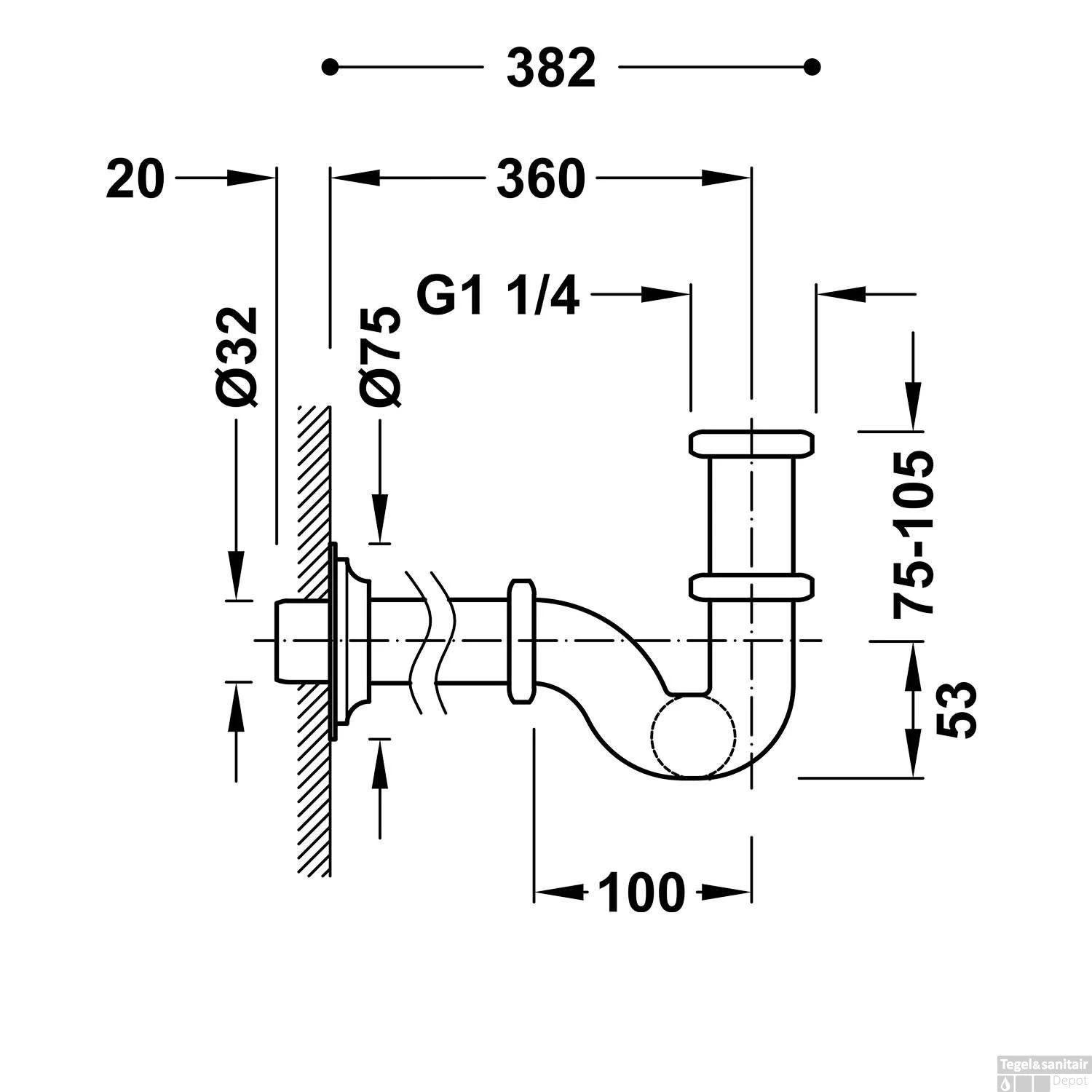 Sifon Tres Complementos Gebogen RVS 2 Sifon Tres Complementos Gebogen RVS - Afbeelding 2