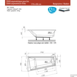 Ligbad Allibert Spacy 170x90 Cm Links Asymmetrisch (Inclusief Badpoten) 5 Ligbad Allibert Spacy 170x90 Cm Links Asymmetrisch (Inclusief Badpoten) -Thuis Badkamer spacy links 170x90 tech