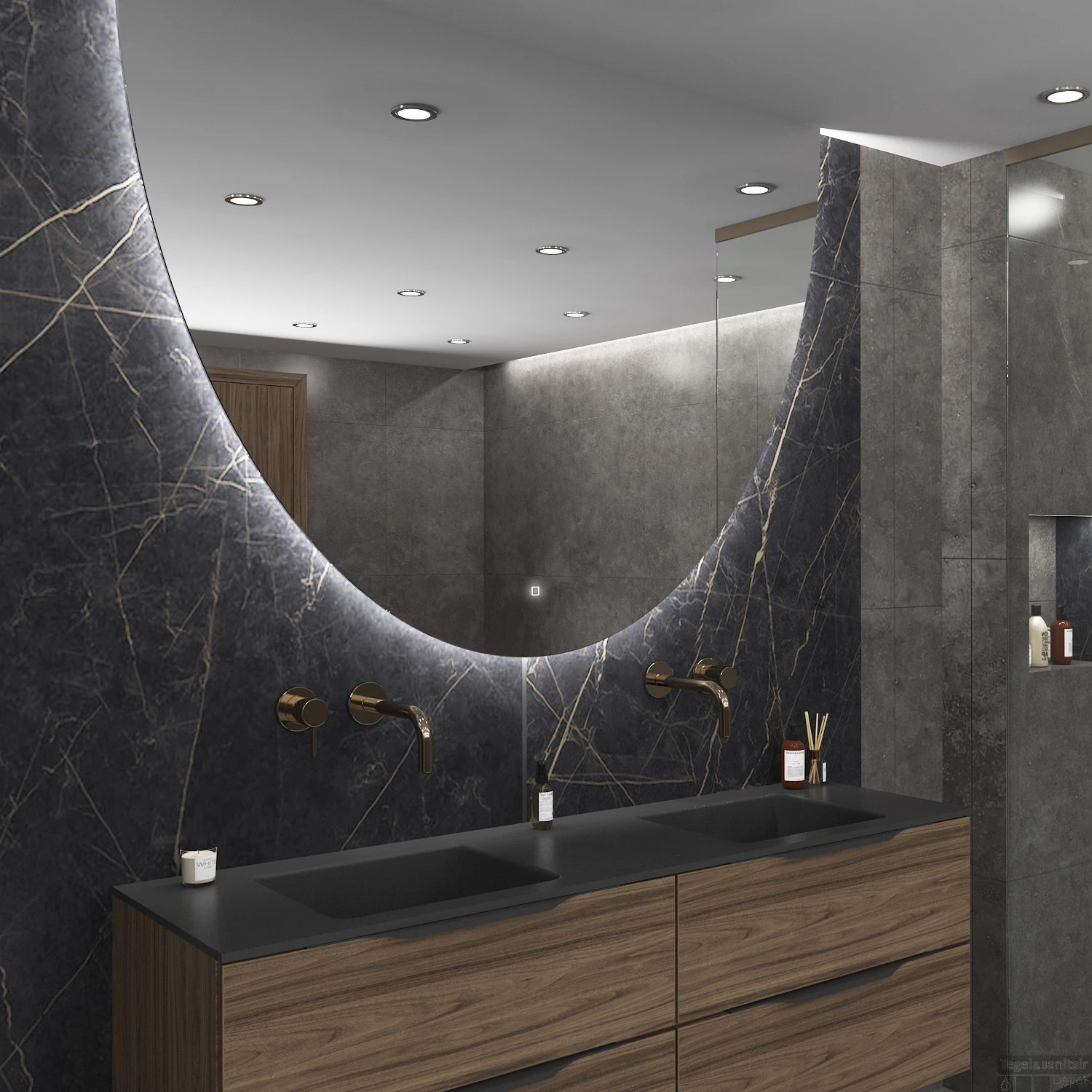 Spiegel Gliss Design Eos 100x120cm Met Ronding Naar Beneden 2 Spiegel Gliss Design Eos 100x120cm Met Ronding Naar Beneden - Afbeelding 2