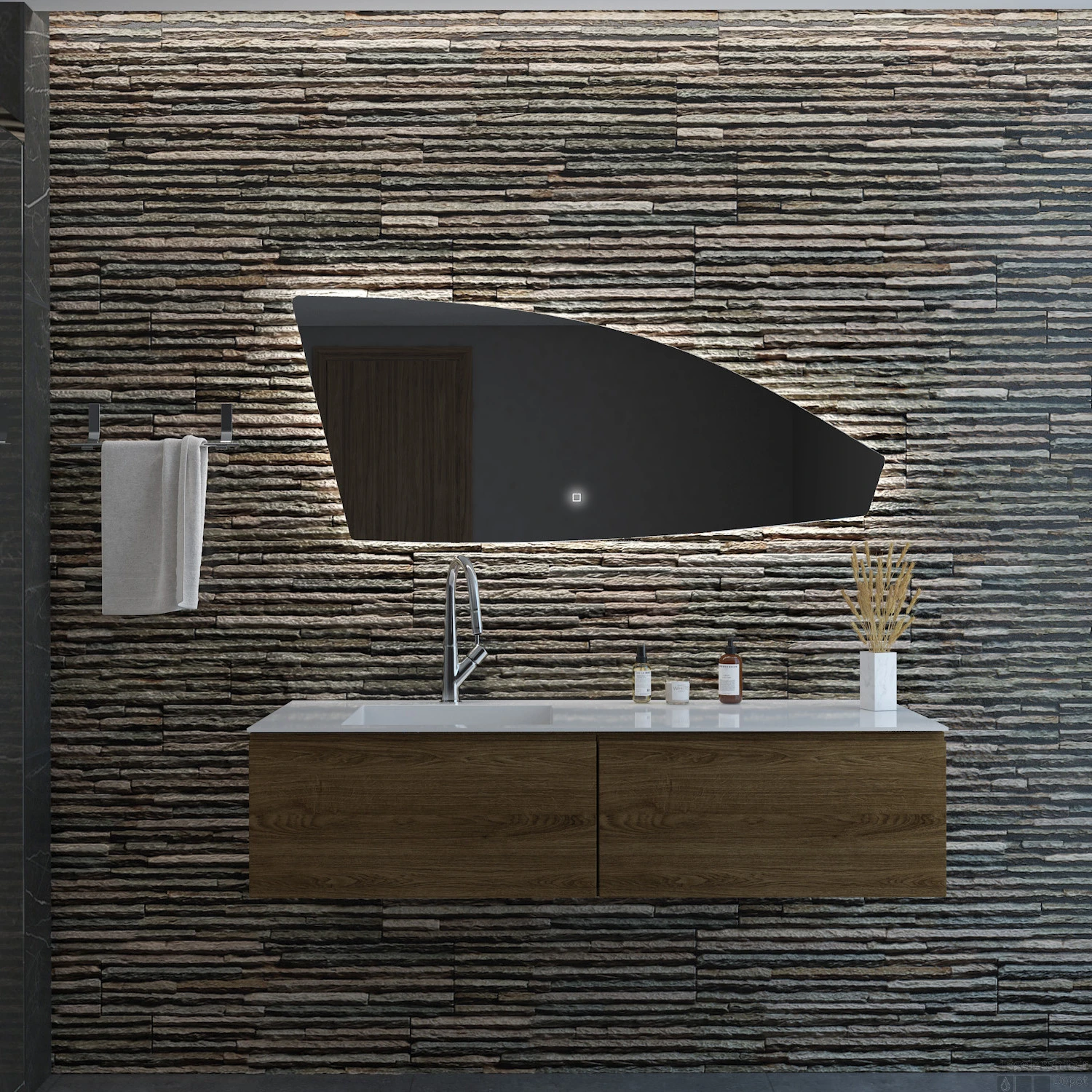 Badkamerspiegel Gliss Design Tartaros 120x50cm LED-Verlichting 1 Badkamerspiegel Gliss Design Tartaros 120x50cm LED-Verlichting