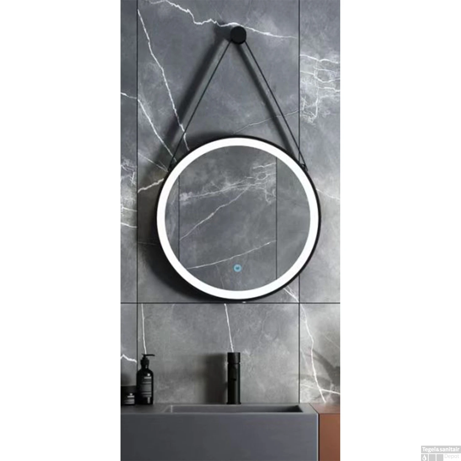 Spiegel Boss & Wessing Aloni Ronde Ledspiegel Met Band 60 Cm Mat Zwart - Afbeelding 3