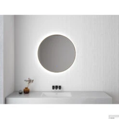 Ronde Spiegel Wiesbaden Novi Met LED, Dimbaar 60 Cm Geborsteld Messing -Thuis Badkamer spiegel novi messing sfeer 2 2