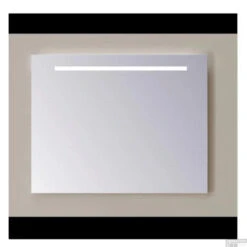 Spiegel Sanicare Q-Mirrors 120x60 Cm PP-Geslepen Vierkant Met Boven & Onder Gezandstraalde Strook LED Cold White Incl. Ophangmateriaal Zonder Schakelaar